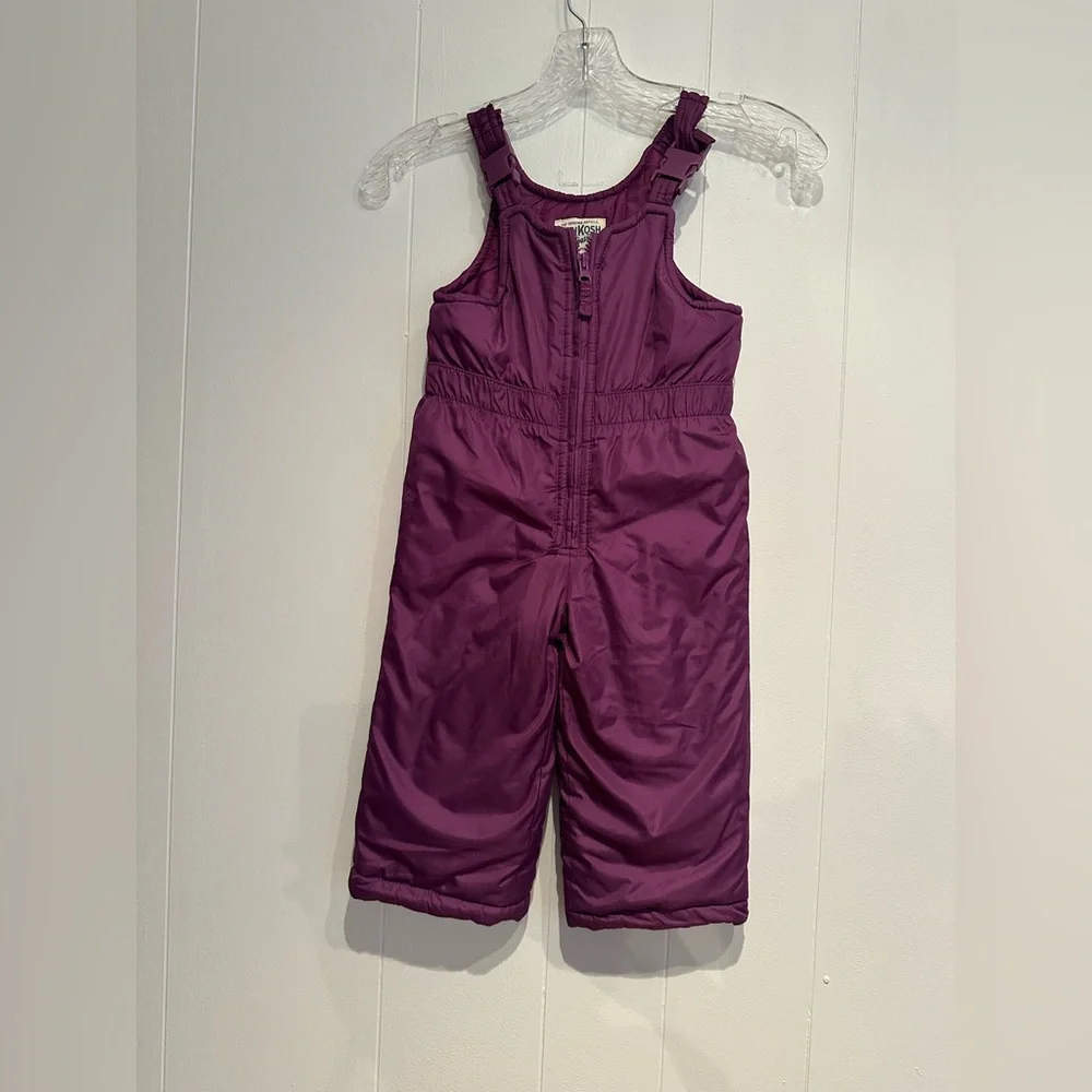 OshKosh B’Gosh Toddler Snow Bib Pants 24M Purple Insulated Winter Ski Snow EUC